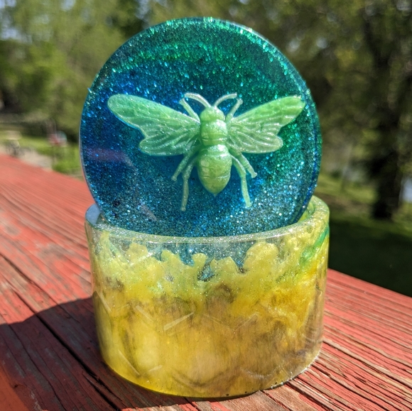 Bumblebee Jewelry Box Resin Art Sparkly Honey Bee Honeycomb Glitter Cute Spring - Picture 5 of 12